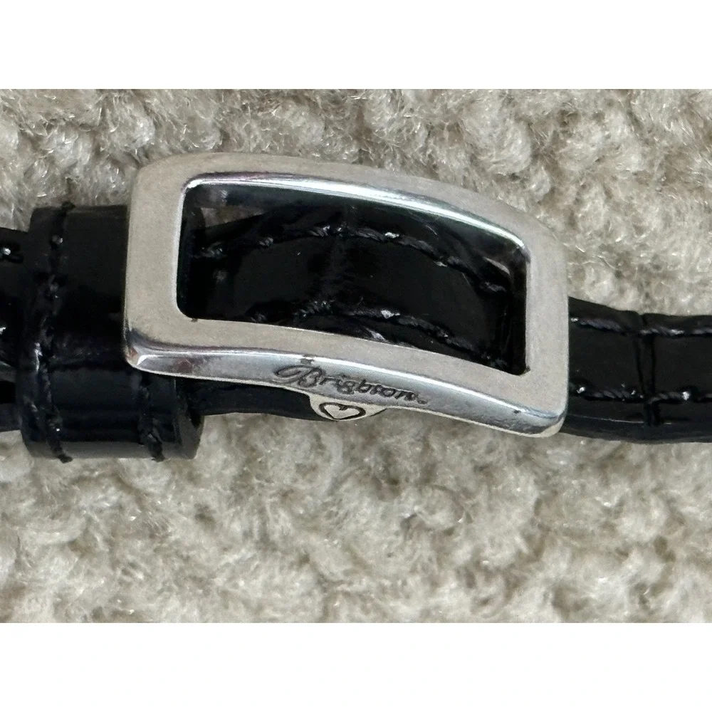 Brighton Patent Leather WALLET Crossbody Convertible‎ Clutch BLACK Croc Tri Fold